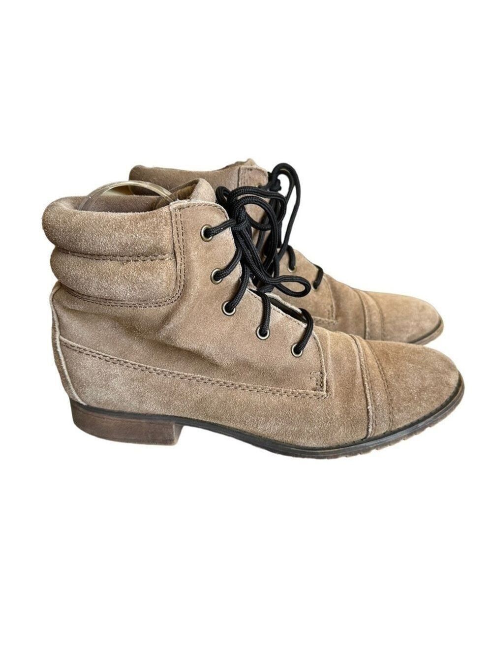 Steve Madden Maecie Moto Ankle Boot Women’s 8M Tan Suede Leather Lace Up Boho